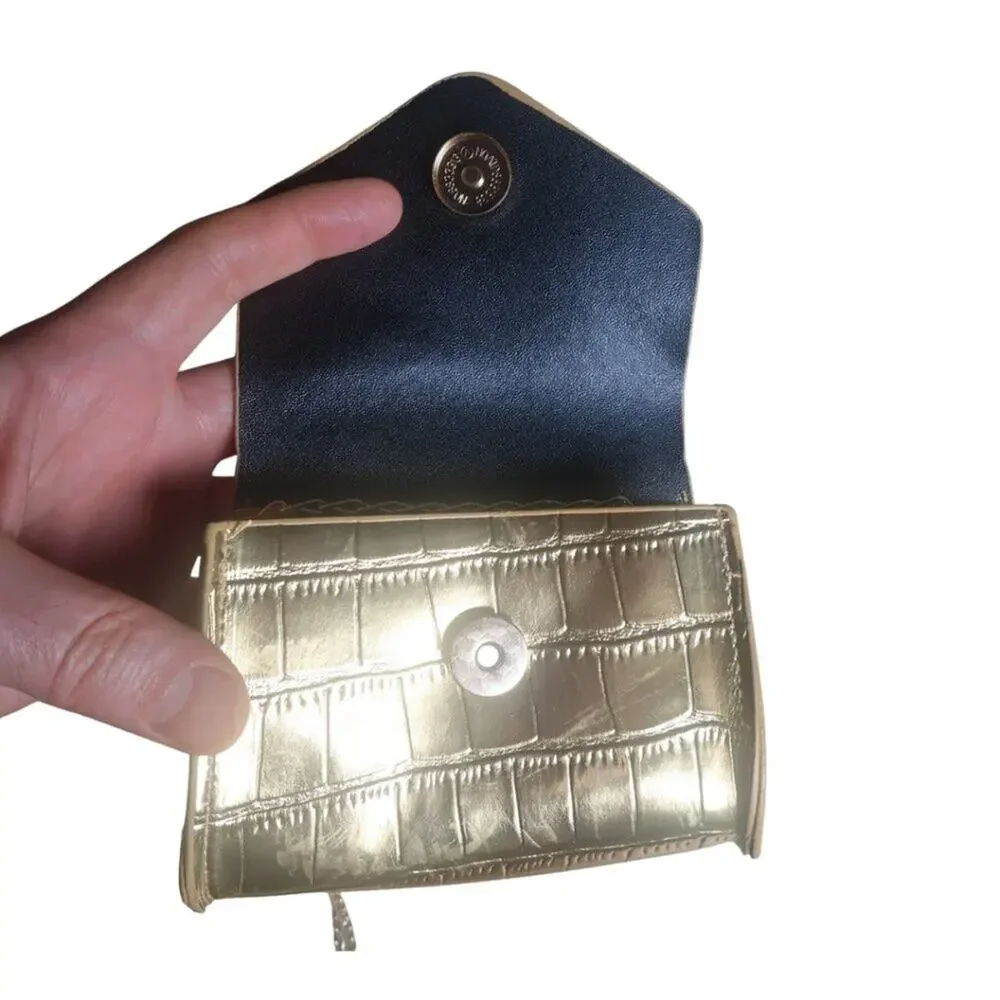 Gold Metallic Croc Mini Crossbody Clutch Chain Bag NWT